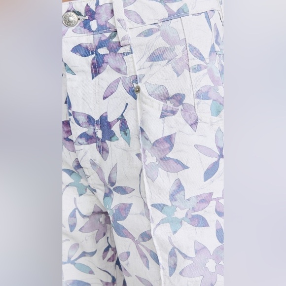 Isabel Marant Floral High Rise‎ Straight Leg Jeans Ecru Size 42/10 - Picture 11 of 13